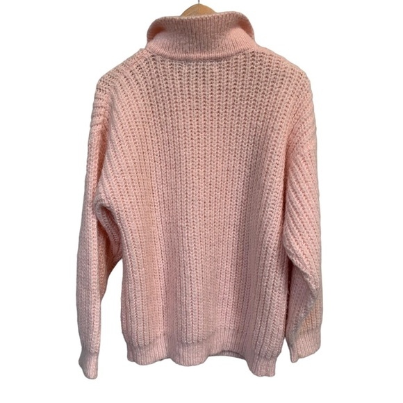 Vintage Pale Pink Chunky Cable Knit Collared Sweater - Picture 2 of 8